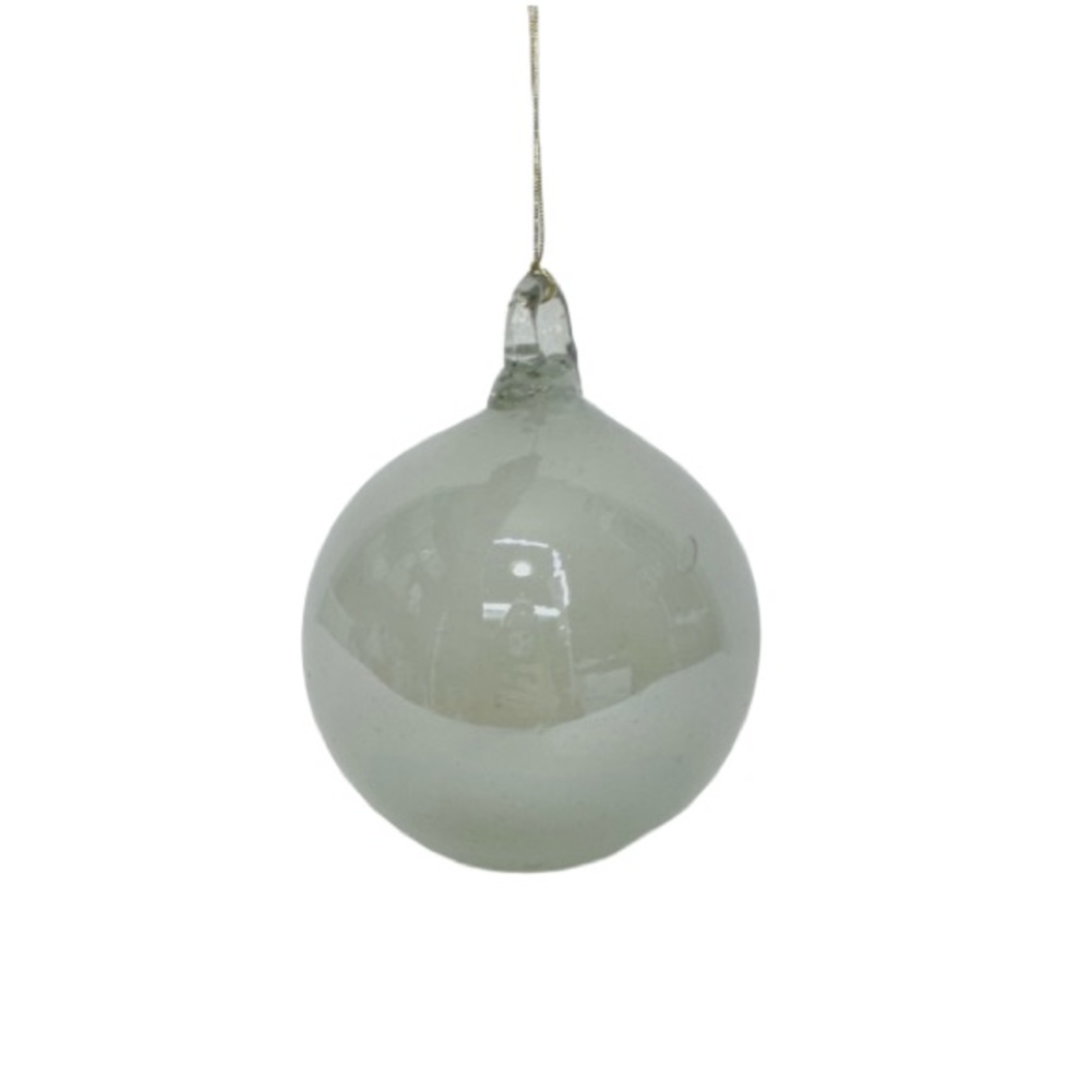Weighted Large Glass Orb Christmas Tree Ornament Milky Off White Color New Nwot